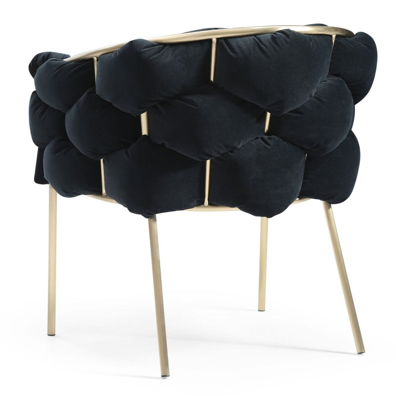 Debra - Modern Black Velvet Champagne Gold Dining Chair — view 3