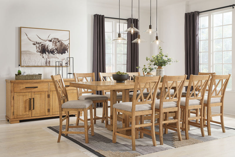 Signature Design by Ashley Havonplane 5-piece counter dining set with a wooden table and matching chairs for modern dining spaces.