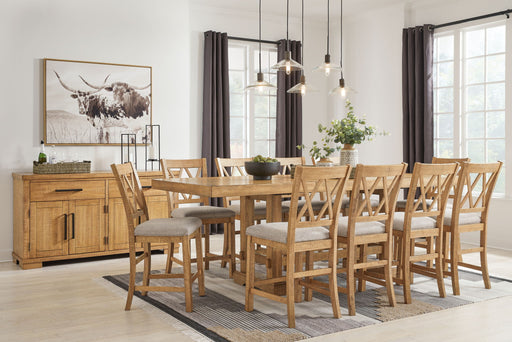 Signature Design by Ashley Havonplane 5-piece counter dining set with a wooden table and matching chairs for modern dining spaces.