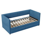 Halcyon Home storage daybed with two drawers and wood slat design, featuring a sturdy frame and functional storage space.