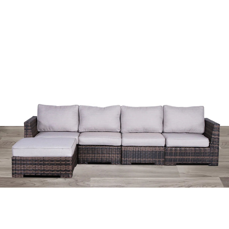 Wide Patio Sectional With Cushions - Brown - R&R Furniture Gallery (Fountain Valley, CA)