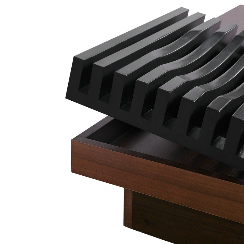 Italian Retro Inspired Acacia Wood Storage Coffee Table - Brown / Black - R&R Furniture Gallery (Fountain Valley, CA)