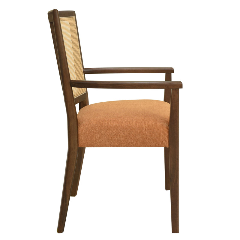 Mid Century Modern Arm Dining Chair Set With Rattan Backrest - R&R Furniture Gallery (Fountain Valley, CA)