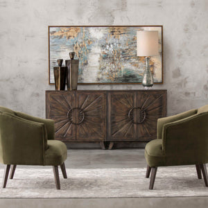 Behind The Falls abstract beige canvas art by Uttermost featuring flowing waterfall-inspired design on a neutral background.