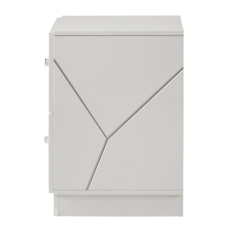 Esther - Nightstand - White / Silver - R&R Furniture Gallery (Fountain Valley, CA)