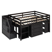 Loft Bed With Retractable Writing Desk And 3 Drawers With Storage Stairs And Shelves - R&R Furniture Gallery (Fountain Valley, CA)