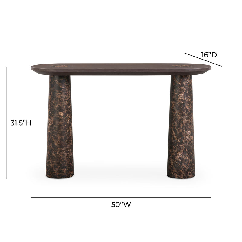 Braya - Faux Emperador Marble Console Table - Dark Brown - R&R Furniture Gallery (Fountain Valley, CA)