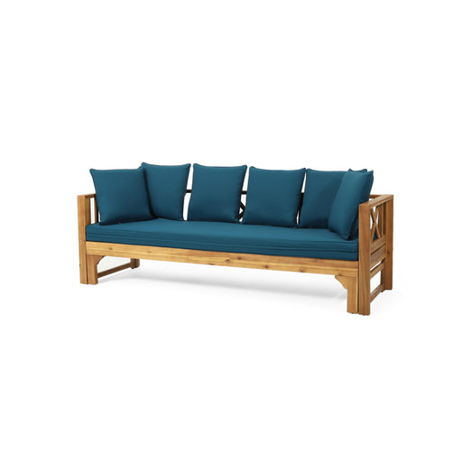 Outdoor Daybed With X-Shaped Panel Backrest And Armrests - Teak - R&R Furniture Gallery (Fountain Valley, CA)