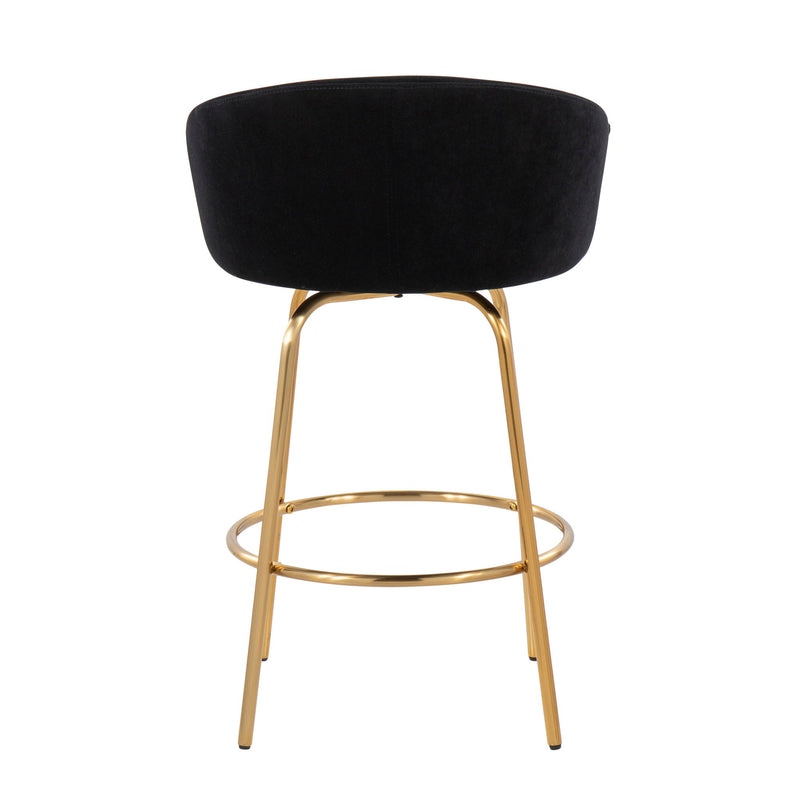 Lumi Source Claire contemporary glam counter stool set of 2 with sleek design and modern black finish, perfect for kitchen or bar area.
