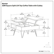 Hunter - Handcrafted Lift Top Coffee Table - R&R Furniture Gallery (Fountain Valley, CA)