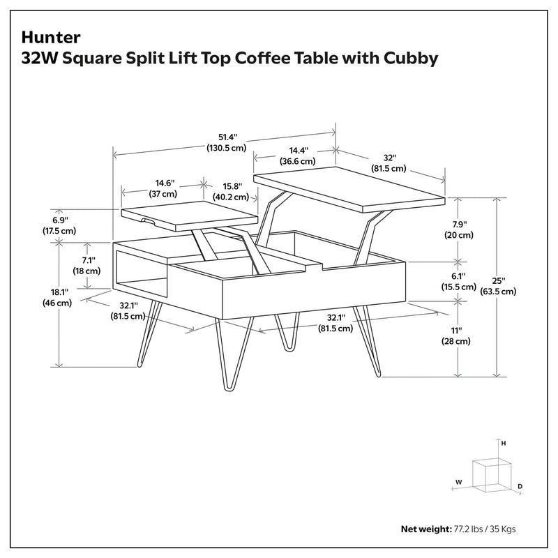 Hunter - Handcrafted Lift Top Coffee Table - R&R Furniture Gallery (Fountain Valley, CA)