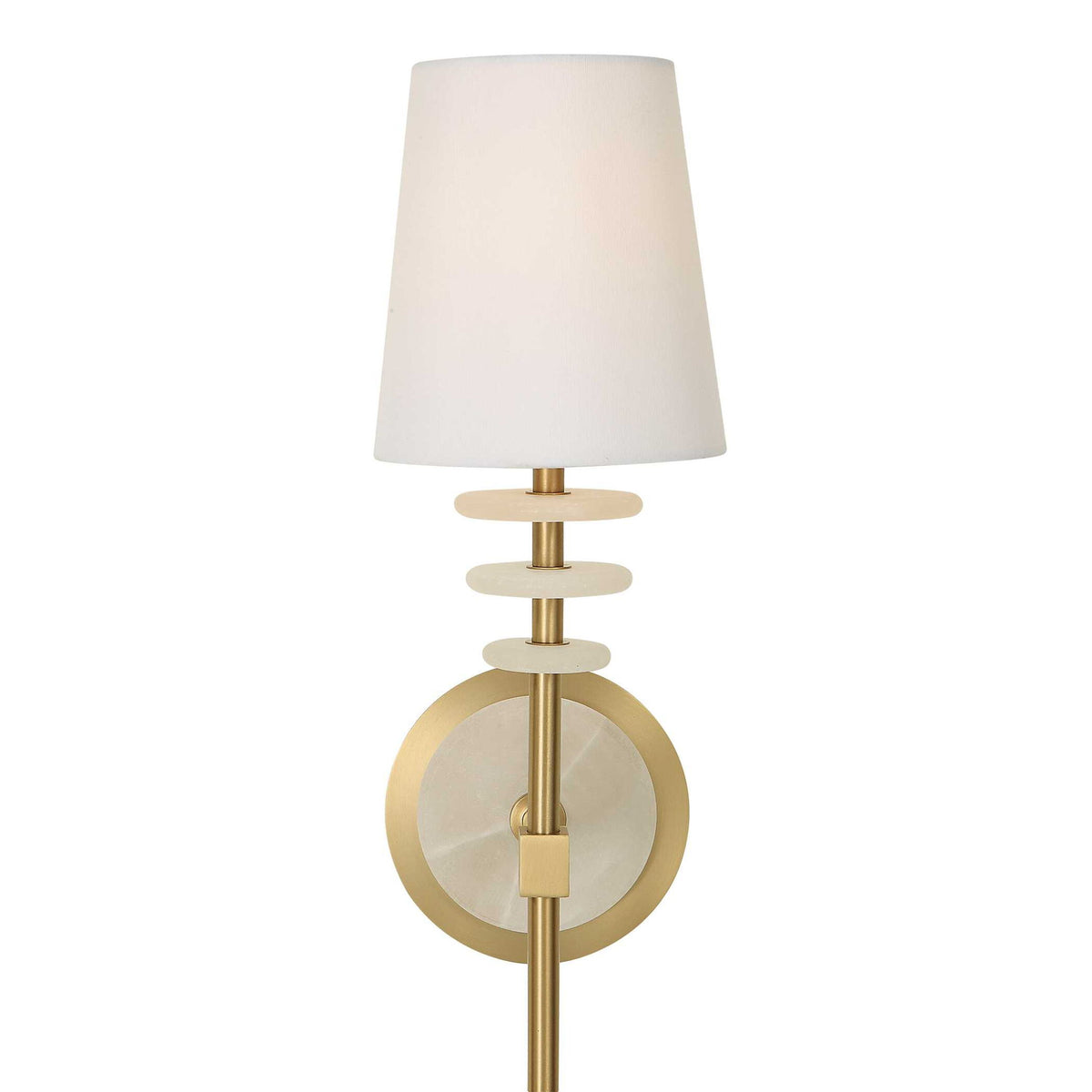 Alabaster Torch - 1 Light Sconce - Brass / White