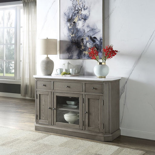 Zumala - Server - Marble Top & Weathered Oak - R&R Furniture Gallery (Fountain Valley, CA)