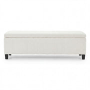 Noble House upholstered storage ottoman bench with cushioned top and fabric exterior, ideal for living room or bedroom decor.