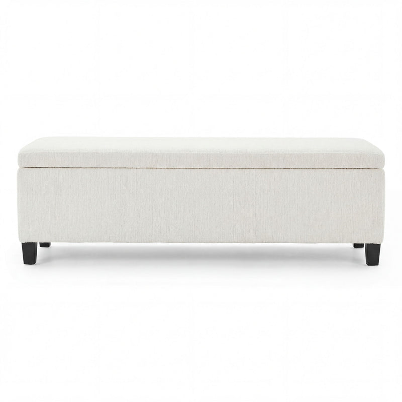 Noble House upholstered storage ottoman bench with cushioned top and fabric exterior, ideal for living room or bedroom decor.