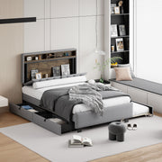 Upholstered Platform Bed With Storage Headboard, Trundle & 2 Drawers And A Set Of Sockets & USB Ports - R&R Furniture Gallery (Fountain Valley, CA)