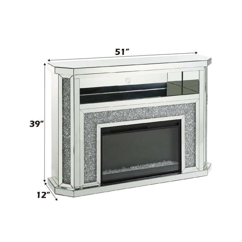 Noralie - 51" Fireplace With LED - Mirrored & Faux Diamonds - R&R Furniture Gallery (Fountain Valley, CA)