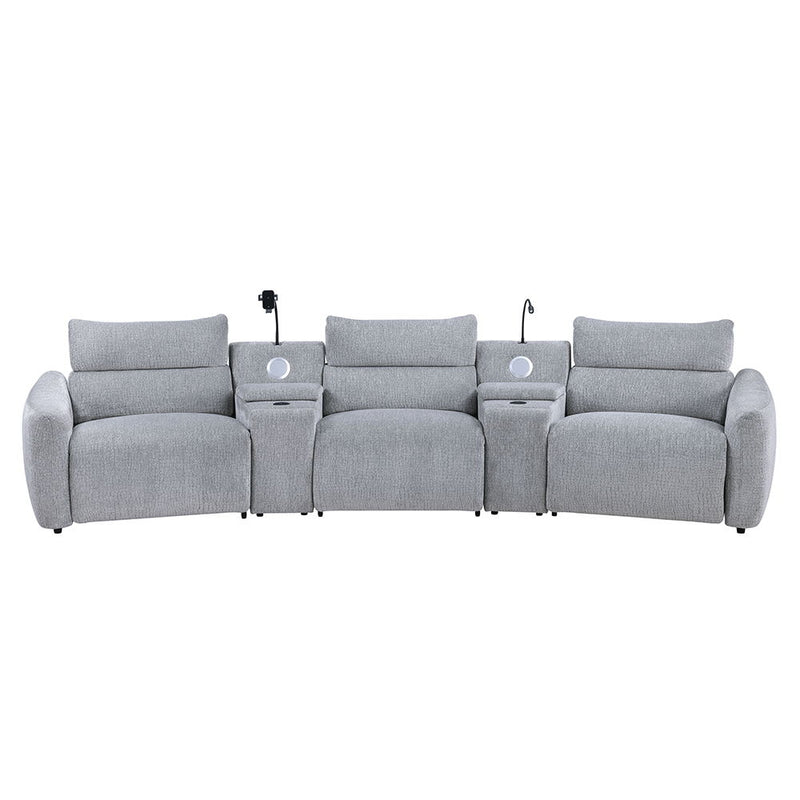 Fullar - Modular Power Motion Armless Recliner - Light Gary Chenille - R&R Furniture Gallery (Fountain Valley, CA)