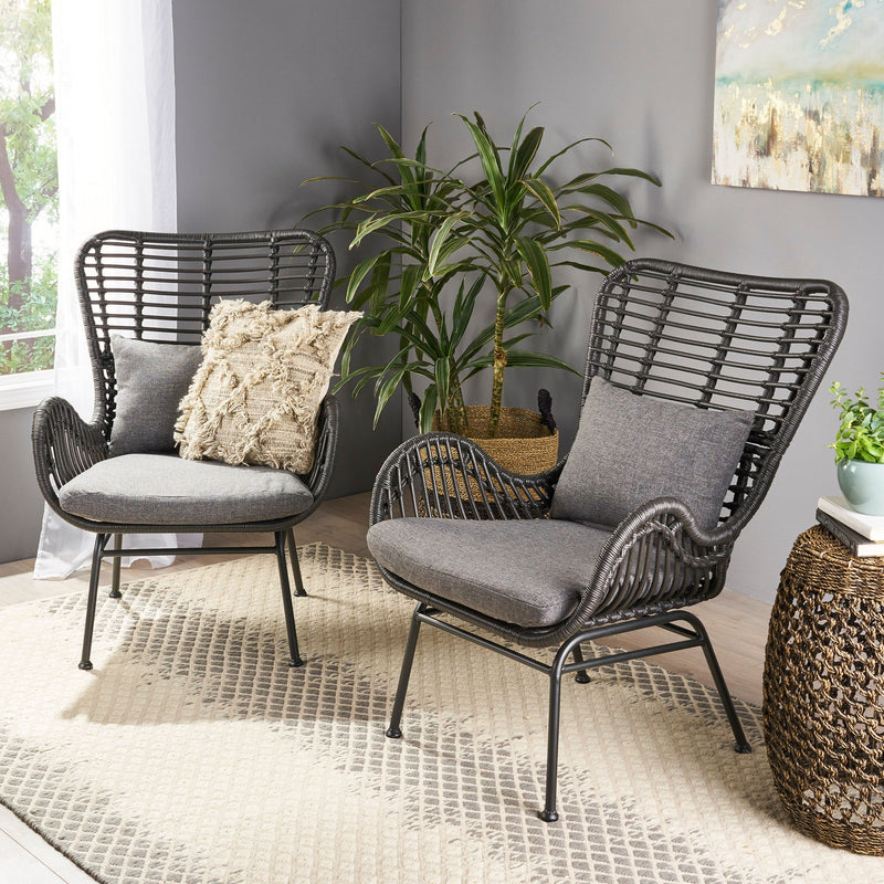 Modern Aesthetic Outdoor Rattan Accent Chair With Metal Legs - R&R Furniture Gallery (Fountain Valley, CA)