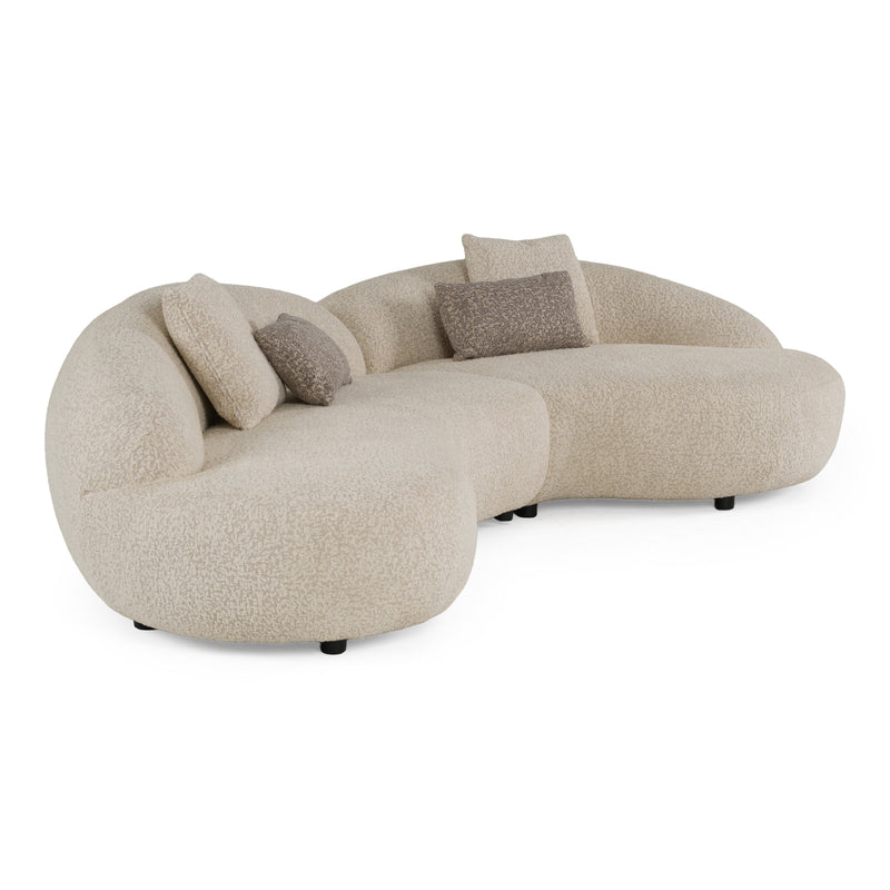 Delvan - Contemporary Beige Fabric Right Facing Chaise Sectional Sofa — view 4