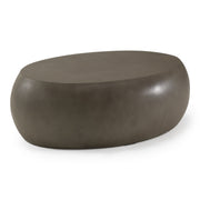 Denny - Modern Grey Concrete Oval Coffee Table — view 3
