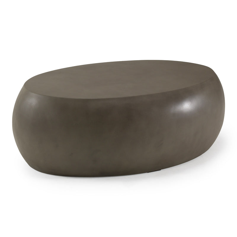 Denny - Modern Grey Concrete Oval Coffee Table — view 3