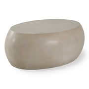 Denny - Modern Beige Concrete Oval Coffee Table — view 3