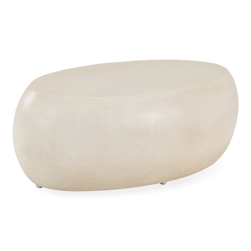 Denny - Modern Beige Fiberform Oval Coffee Table — view 2