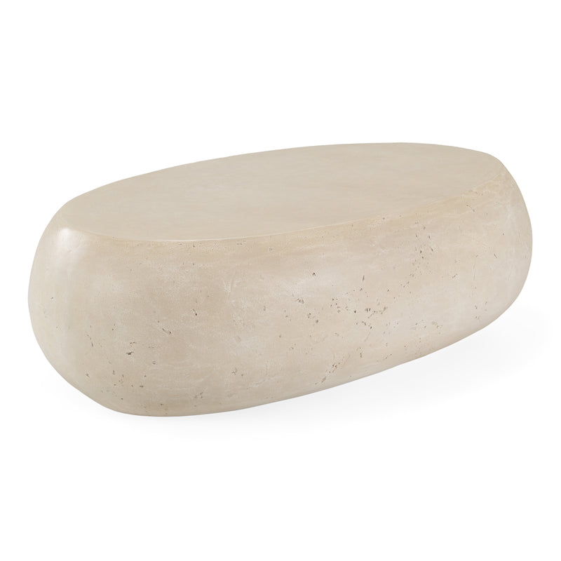 Denny - Modern Beige Fiberform Large Oval Coffee Table — view 2