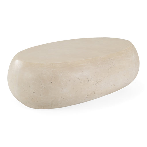 Denny - Modern Beige Fiberform Large Oval Coffee Table — view 2