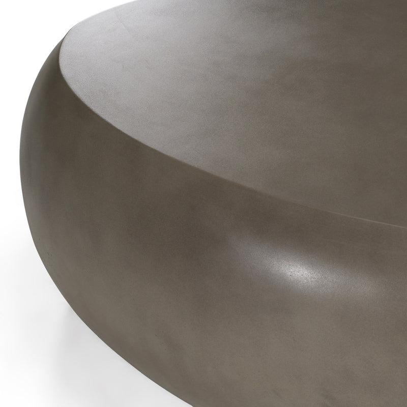 Denny - Modern Grey Concrete Oval Coffee Table — view 2