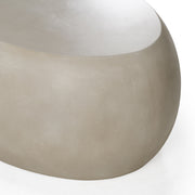 Denny - Modern Beige Concrete Oval Coffee Table — view 2