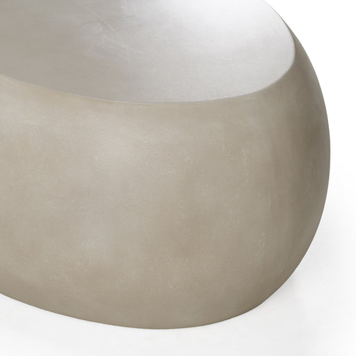 Denny - Modern Beige Concrete Oval Coffee Table — view 2