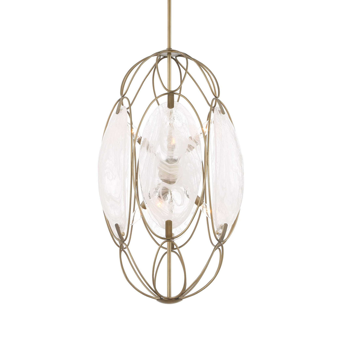 Valencia - 6 Light Glass Panel Pendant - Gold / White