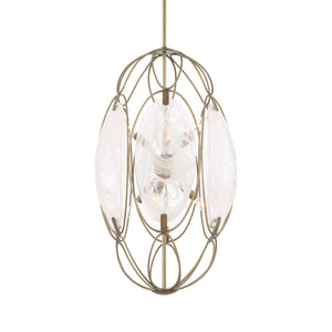 Valencia - 6 Light Glass Panel Pendant - Gold / White