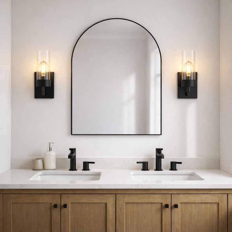 Zephyr - Single Light Sconce - Black / Clear - R&R Furniture Gallery (Fountain Valley, CA)