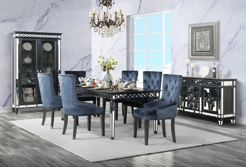 Varian II - Dining Table - Mirrored & Black - R&R Furniture Gallery (Fountain Valley, CA)