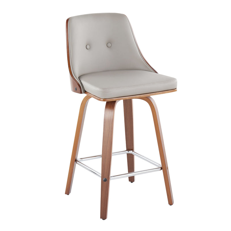 Set of 2 Lumi Source Gianna mid-century modern counter stools with swivel, square footrest, and fixed height design.