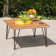 Outdoor Coffee Table With Slat Top And Metal Legs - Teak - R&R Furniture Gallery (Fountain Valley, CA)