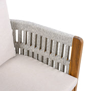 Set of two Noble House outdoor dining chairs with woven rope handles, featuring stylish and durable design for garden or patio use.