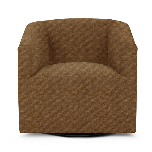 Classic Home Vernon swivel chair with cushioned seat and wooden base, featuring a modern design and neutral upholstery.