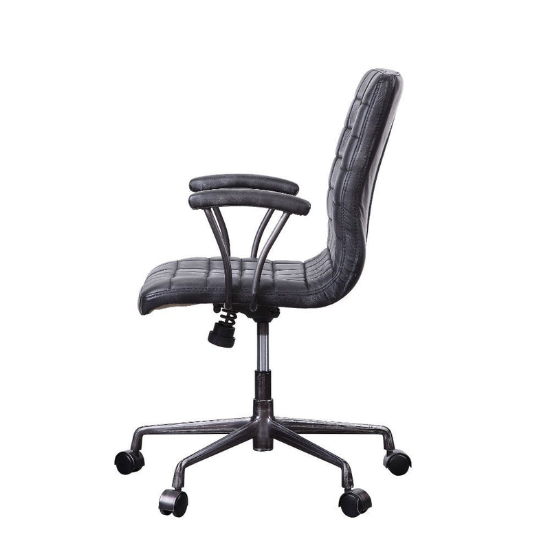 Barack - Office Chair - Vintage Black Top Grain Leather & Aluminum - R&R Furniture Gallery (Fountain Valley, CA)
