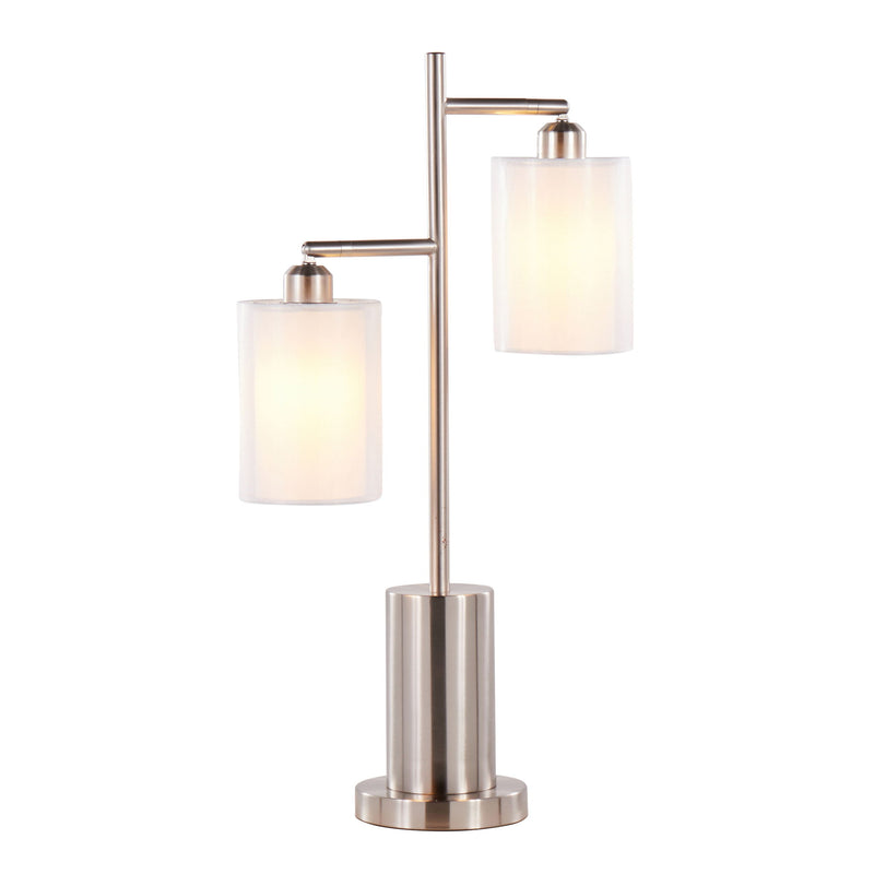 Lumi Source Cannes contemporary table lamp with sleek design and neutral-colored shade on a modern side table.