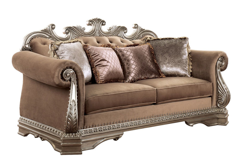 Northville - Loveseat With 4 Pillows - Velvet & Antique Silver - R&R Furniture Gallery (Fountain Valley, CA)