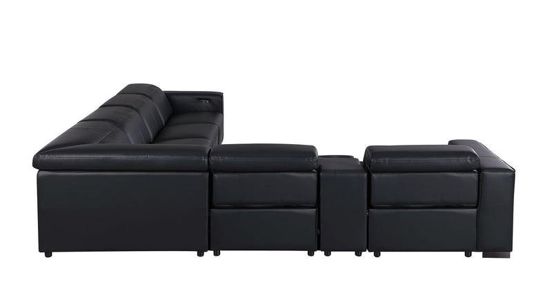 1208 - 7 Piece L-Shaped Leather Reclining Sectional With 4 Power Recliners