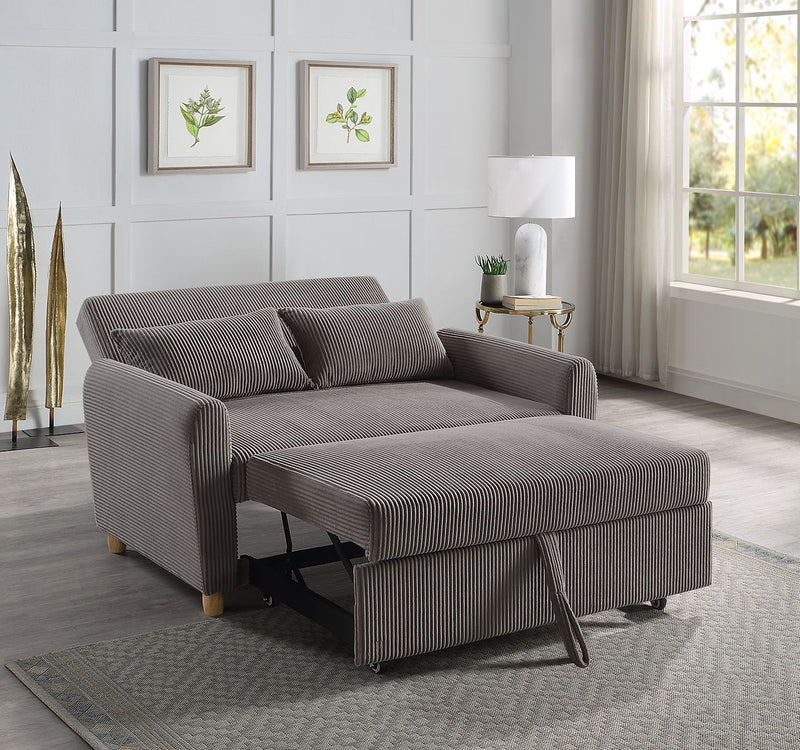 Justine - Convertible Sleeper Loveseat - Brown - R&R Furniture Gallery (Fountain Valley, CA)