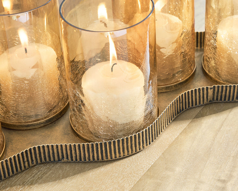 Evereton - Candle Holder - Antique Gold Finish - R&R Furniture Gallery (Fountain Valley, CA)
