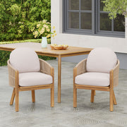 Grotta - Outdoor Dining Arm Chair (Set of 2) - Teak / Beige - R&R Furniture Gallery (Fountain Valley, CA)
