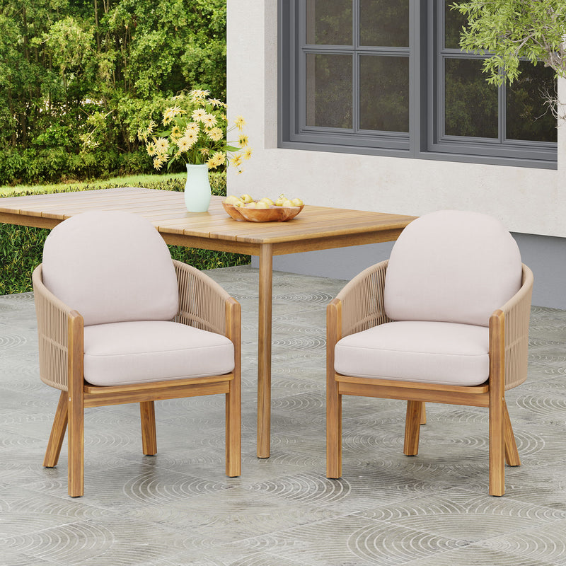 Grotta - Outdoor Dining Arm Chair (Set of 2) - Teak / Beige - R&R Furniture Gallery (Fountain Valley, CA)
