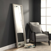 Silver metallic floor mirror by Uttermost with a sleek, modern frame and reflective surface for stylish home decor.